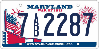 MD license plate 7AB2287
