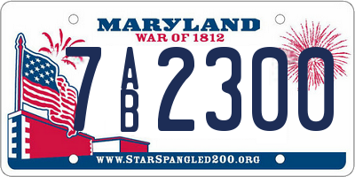 MD license plate 7AB2300