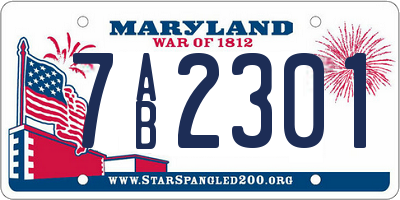 MD license plate 7AB2301
