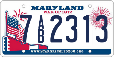 MD license plate 7AB2313
