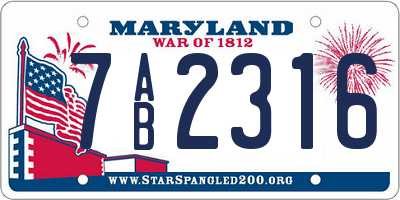 MD license plate 7AB2316