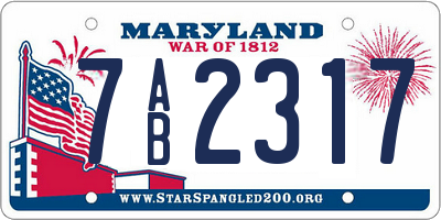 MD license plate 7AB2317