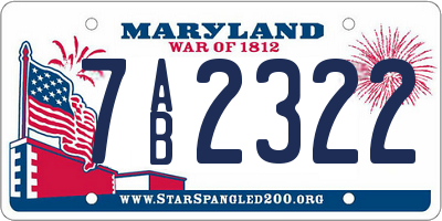 MD license plate 7AB2322