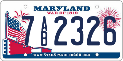 MD license plate 7AB2326