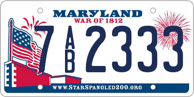 MD license plate 7AB2333