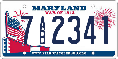 MD license plate 7AB2341