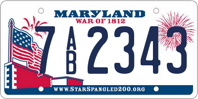 MD license plate 7AB2343