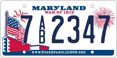 MD license plate 7AB2347