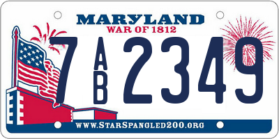 MD license plate 7AB2349