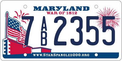 MD license plate 7AB2355