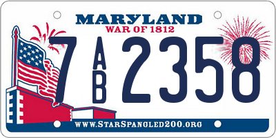 MD license plate 7AB2358