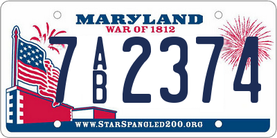 MD license plate 7AB2374