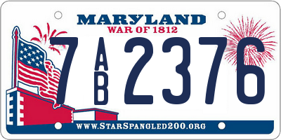 MD license plate 7AB2376