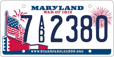 MD license plate 7AB2380