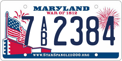 MD license plate 7AB2384