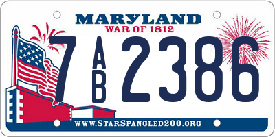 MD license plate 7AB2386