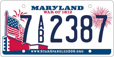 MD license plate 7AB2387