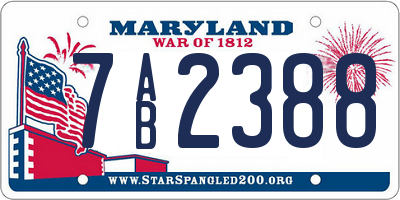 MD license plate 7AB2388