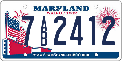 MD license plate 7AB2412