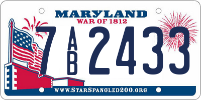 MD license plate 7AB2433