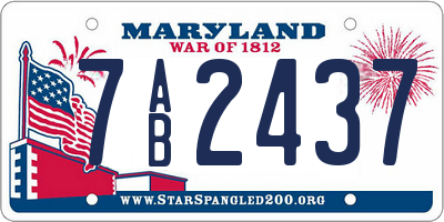 MD license plate 7AB2437