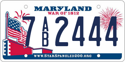 MD license plate 7AB2444