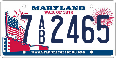 MD license plate 7AB2465