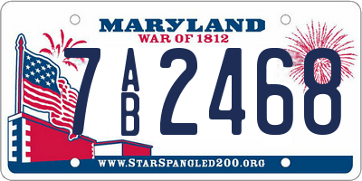 MD license plate 7AB2468