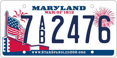 MD license plate 7AB2476
