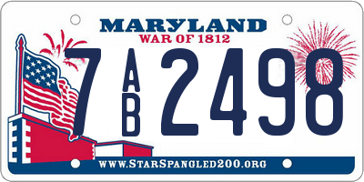 MD license plate 7AB2498