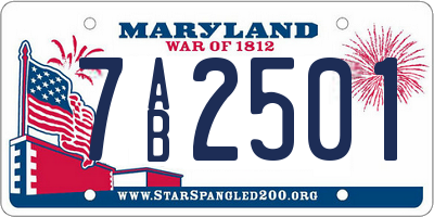 MD license plate 7AB2501
