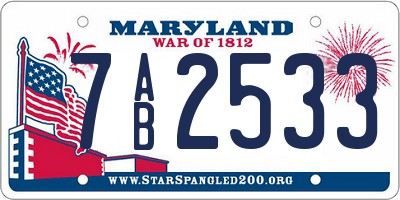 MD license plate 7AB2533