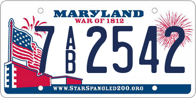 MD license plate 7AB2542