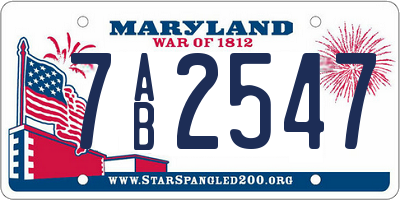 MD license plate 7AB2547