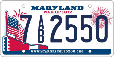 MD license plate 7AB2550