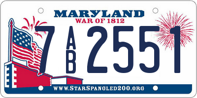 MD license plate 7AB2551