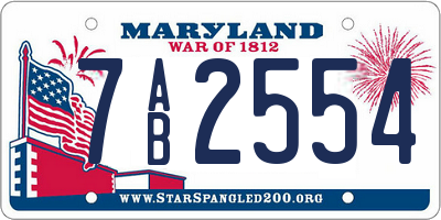 MD license plate 7AB2554