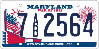 MD license plate 7AB2564