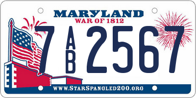 MD license plate 7AB2567