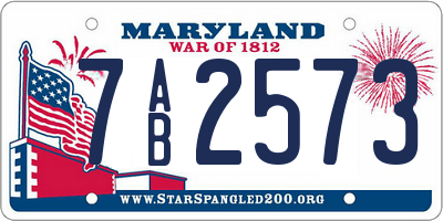 MD license plate 7AB2573