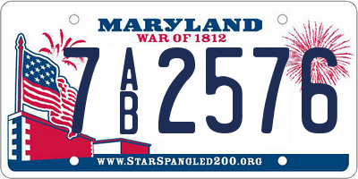 MD license plate 7AB2576
