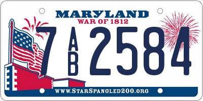 MD license plate 7AB2584