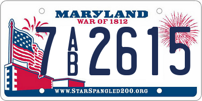 MD license plate 7AB2615