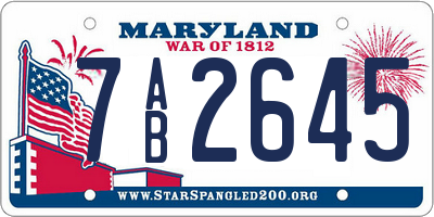 MD license plate 7AB2645