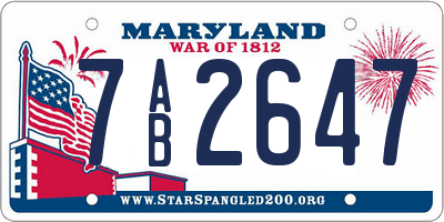 MD license plate 7AB2647