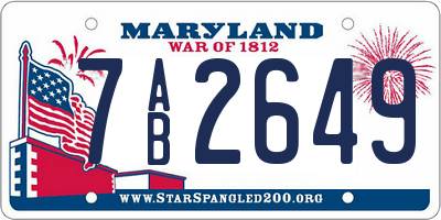 MD license plate 7AB2649