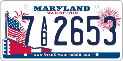 MD license plate 7AB2653