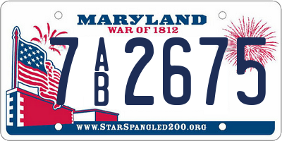 MD license plate 7AB2675