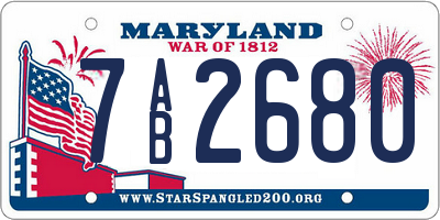 MD license plate 7AB2680