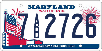 MD license plate 7AB2726